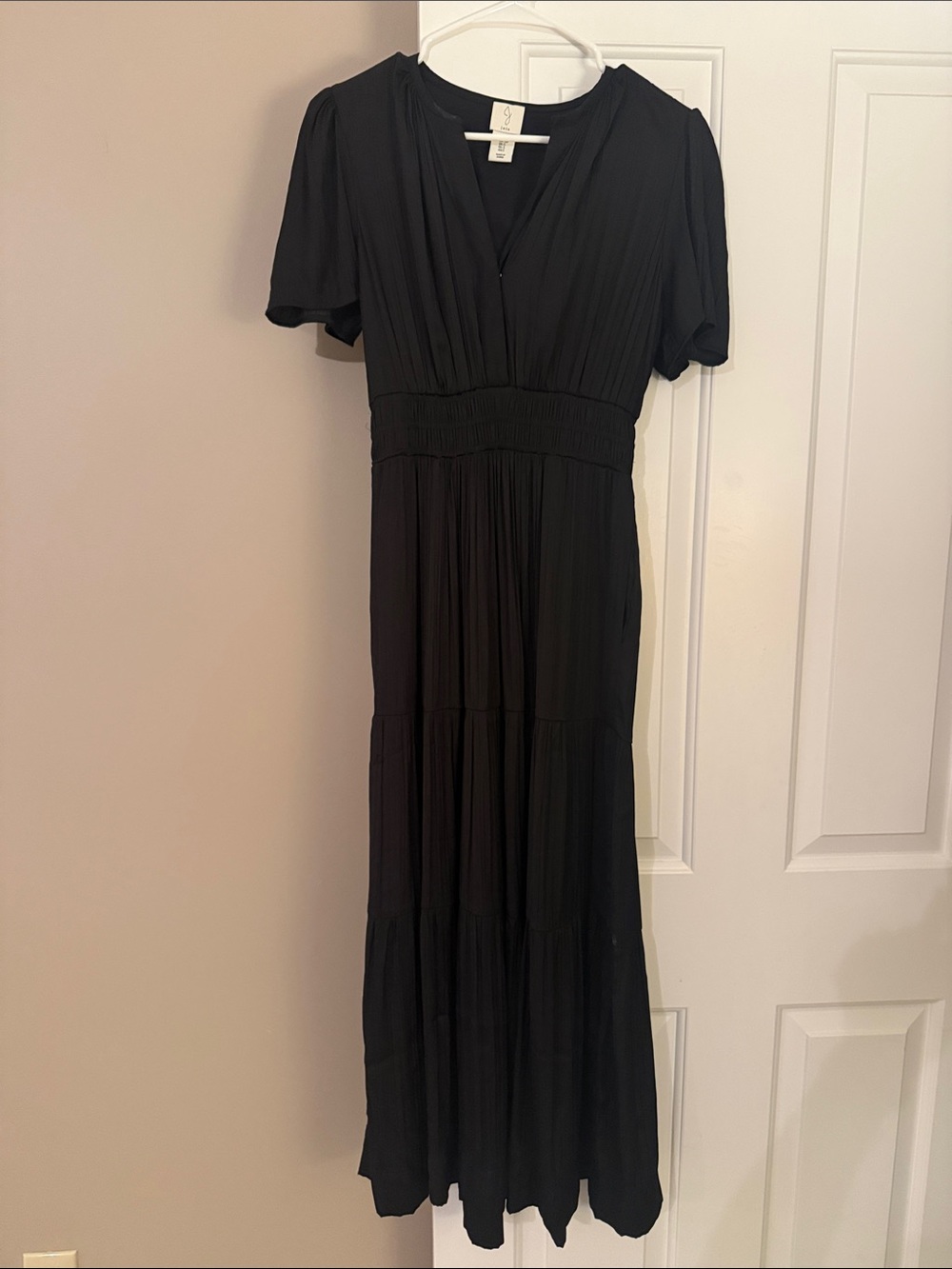 Joie Black V-Neck Tiered Maxi Dress
